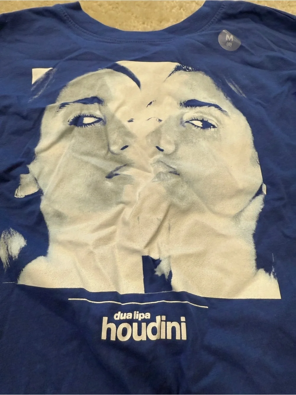 GAP Long-Sleeve Blue Graphic Tee with Dua Lipa Houdini print Sz8